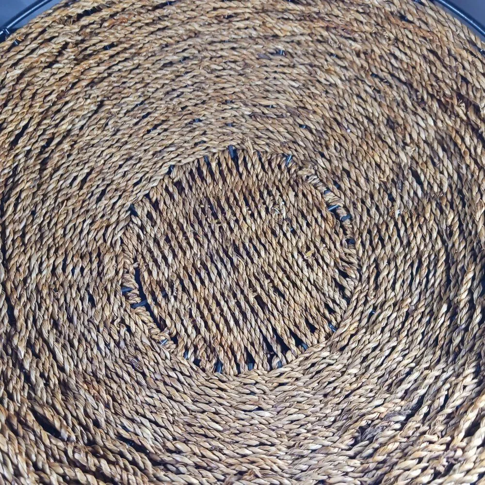 Hand Woven Metal Frame Pedestal Basket